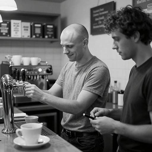 Café Scene: Intense Black-and-White Photo