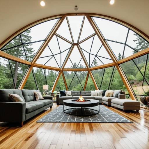 Geodesic Dome Living Room with Forest View