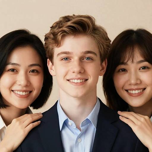 Smiling Trio: Close-Up Portrait Shot