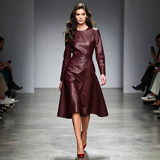 Confident Female Model on Shiny Runway