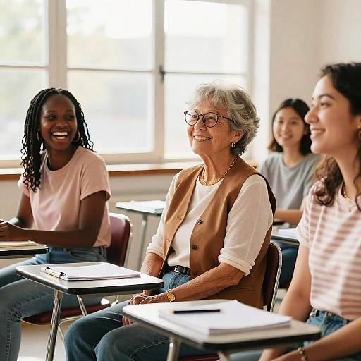 Sunlit Casual Classroom with Women