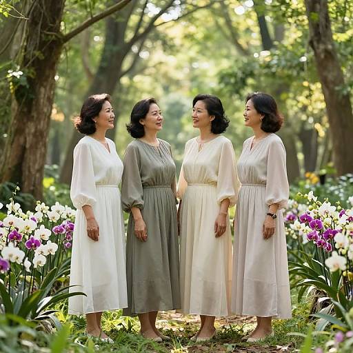 Elegant Ladies in Orchid Forest