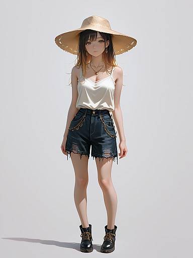 Bohemian Woman in Casual Summer Outfit