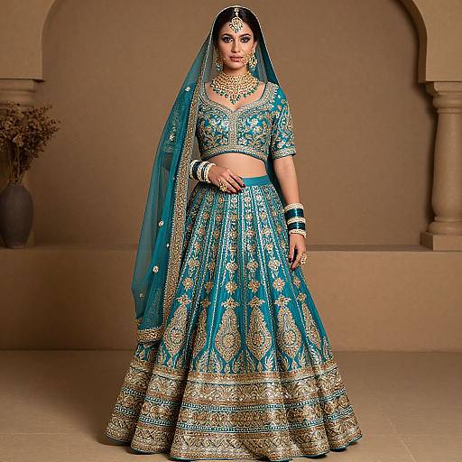 Turquoise Indian Wedding Dress Portrait