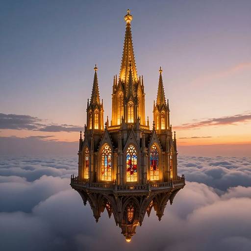 Floating Golden Cathedral at Twilight