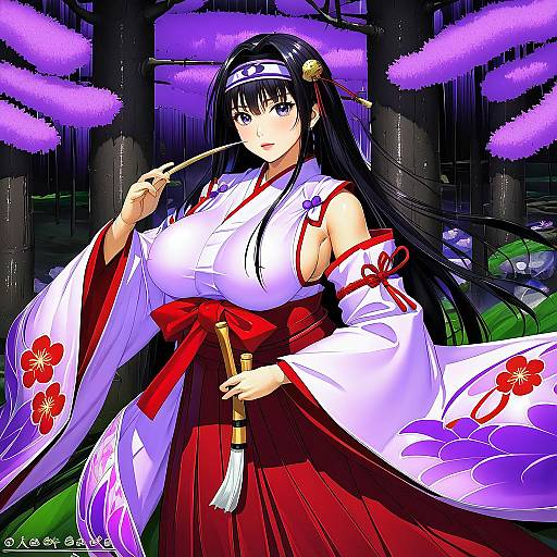 Illustration of Musha miko tomoe, queen's blade in the style of Gao (gaolukchup)