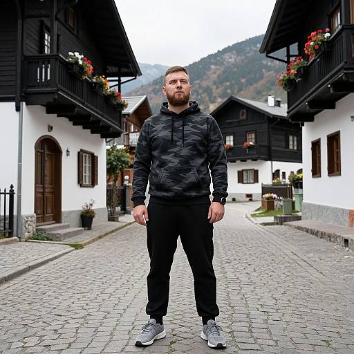 Man in Mountain Village Street