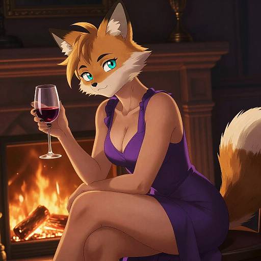 Backlit Renamon in Purple Dress