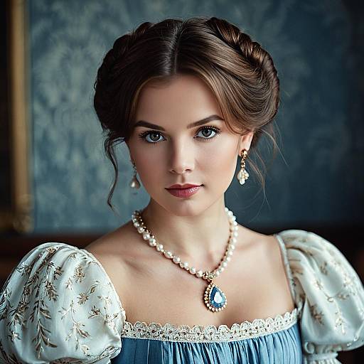 Elegant Historical Figure in Jewelry