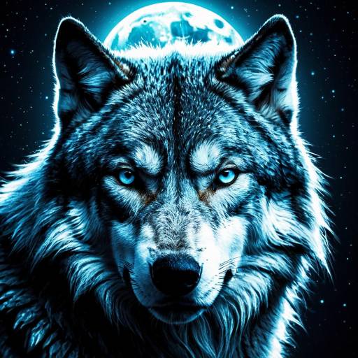 Mystical Silver Wolf in Neon Art Mystical Silver Wolf in Neon Art