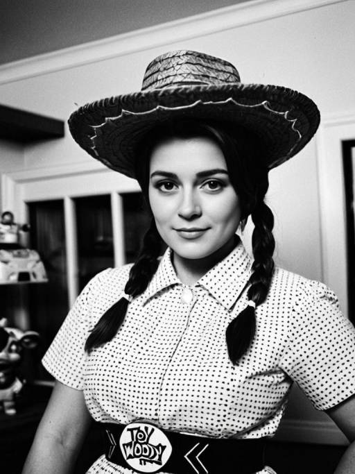 Woman in Retro Style Woody Costume