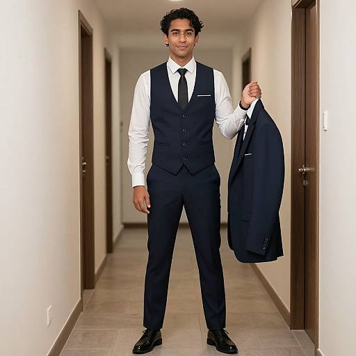 Stylish Man in Vest and Suit