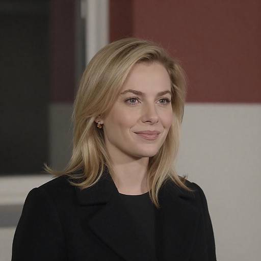 Blonde Woman in Black Coat