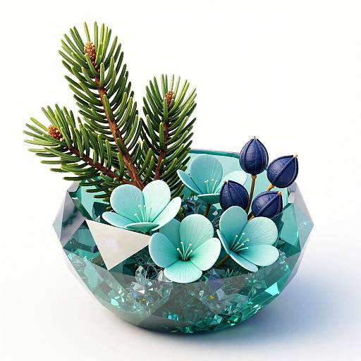 Contemporary Teal Crystal Still-Life