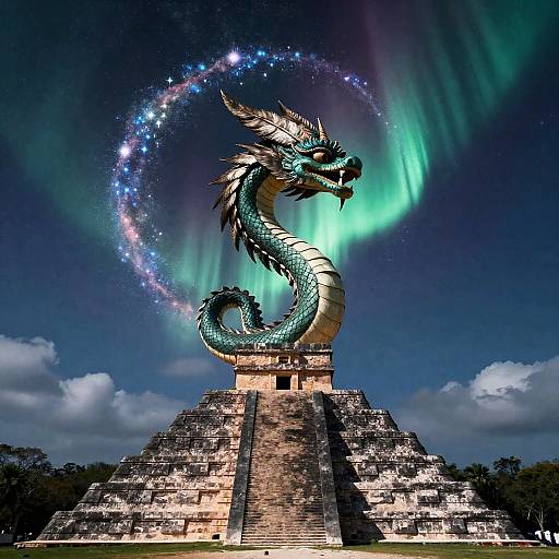 Ethereal Quetzalcoatl Over Star Pyramid