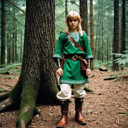 Boy in Zelda-inspired Elf Costume in Forest