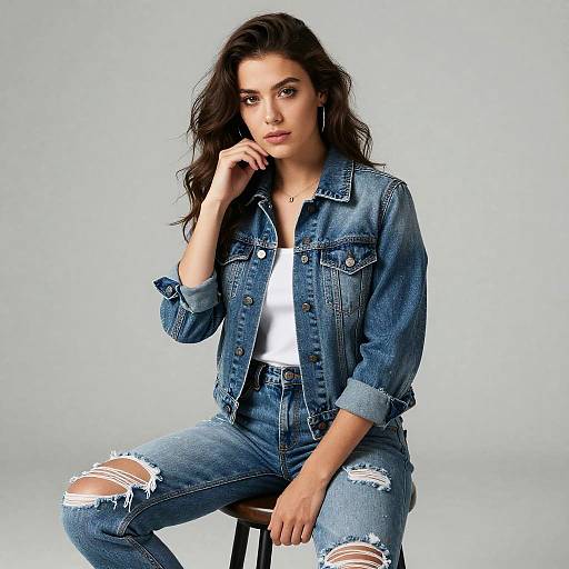 Woman in Denim Jacket Posing