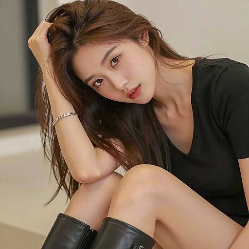 Intense Gaze of an Asian Woman