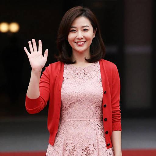 Warm Smile in Pink Lace Dress
