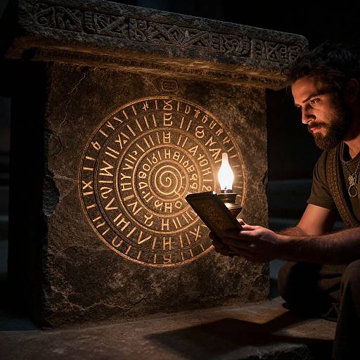 Ancient Temple Altar with Glowing Runes
