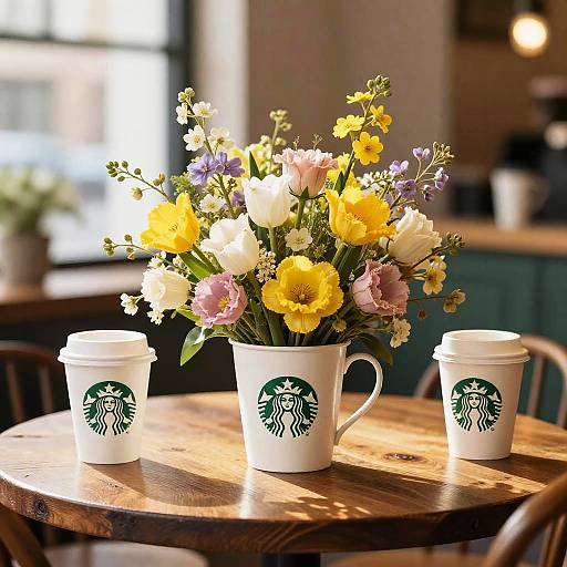 Cozy Rustic Starbucks Flower Arrangement
