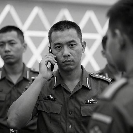 Serious Soldiers in Monochrome Portrait