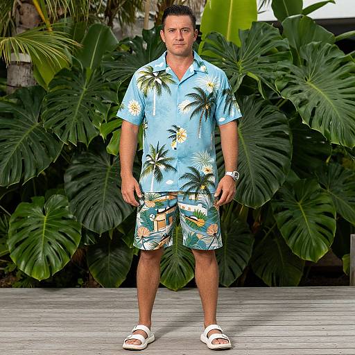 Man in Tropical Hawaiian Outfit