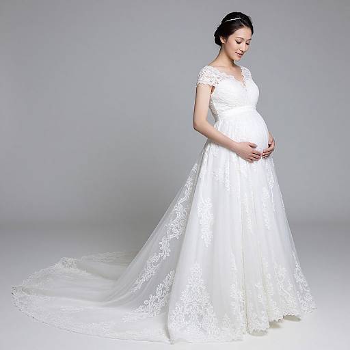 Elegant White Maternity Wedding Gown