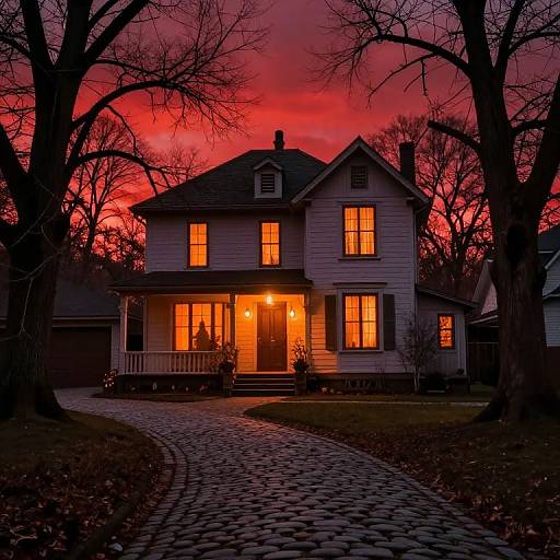 Mysterious Halloween Nighthouse Scene