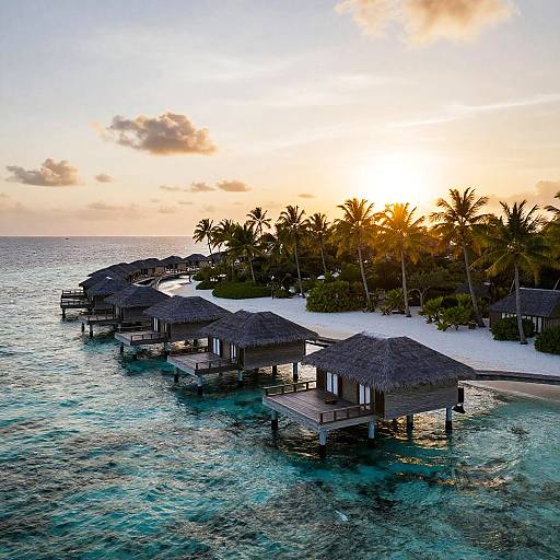 Tropical Island Resort at Sunset