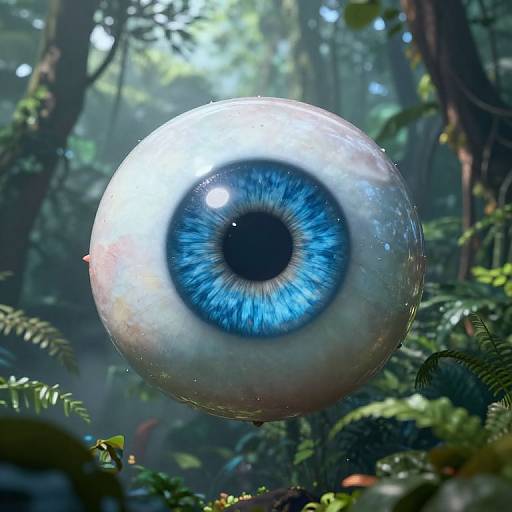 Surreal 3D Floating Blue Eye