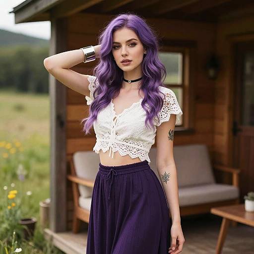 Modern Bohemian Woman by Cabin