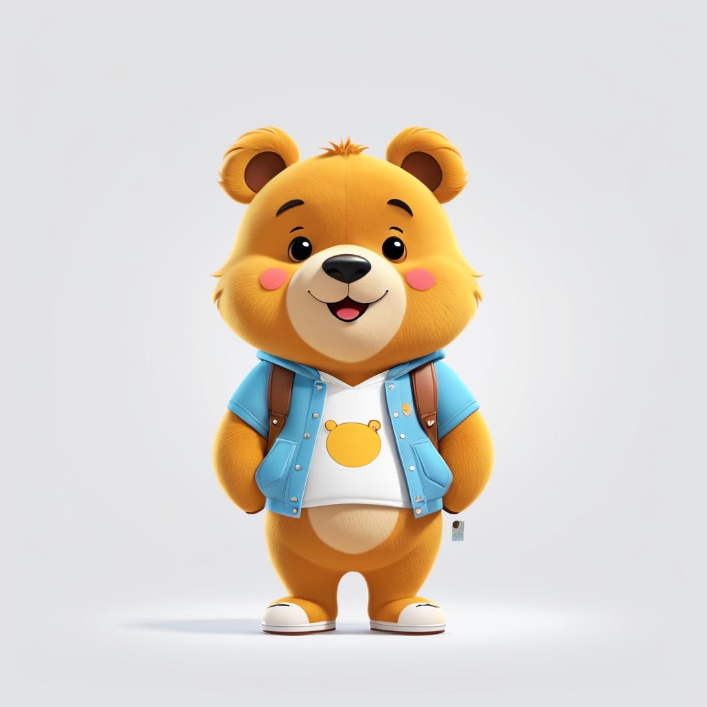 Trendy 2D Bear Character Design