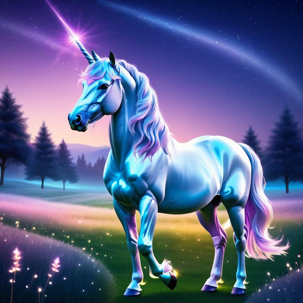 Ethereal Unicorn in a Twilight Meadow