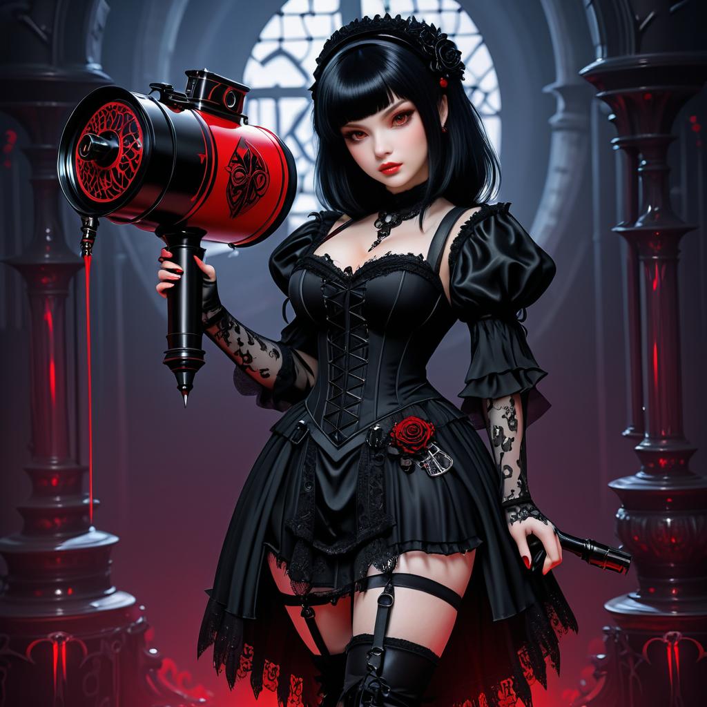 Gothic Girl with Spray Can Illustration