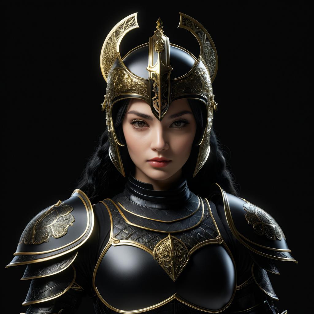 Gilded Warrior Princess in Black Armor