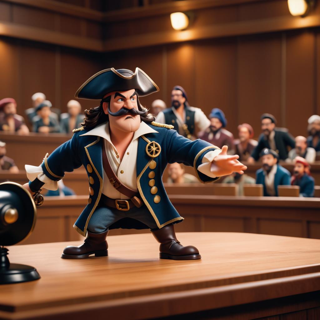 Whimsical Pixar Pirate Courtroom Showdown