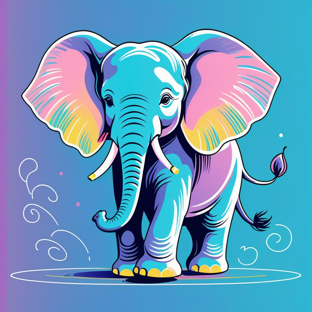 Playful Elephant Line Art for Kids' Decor