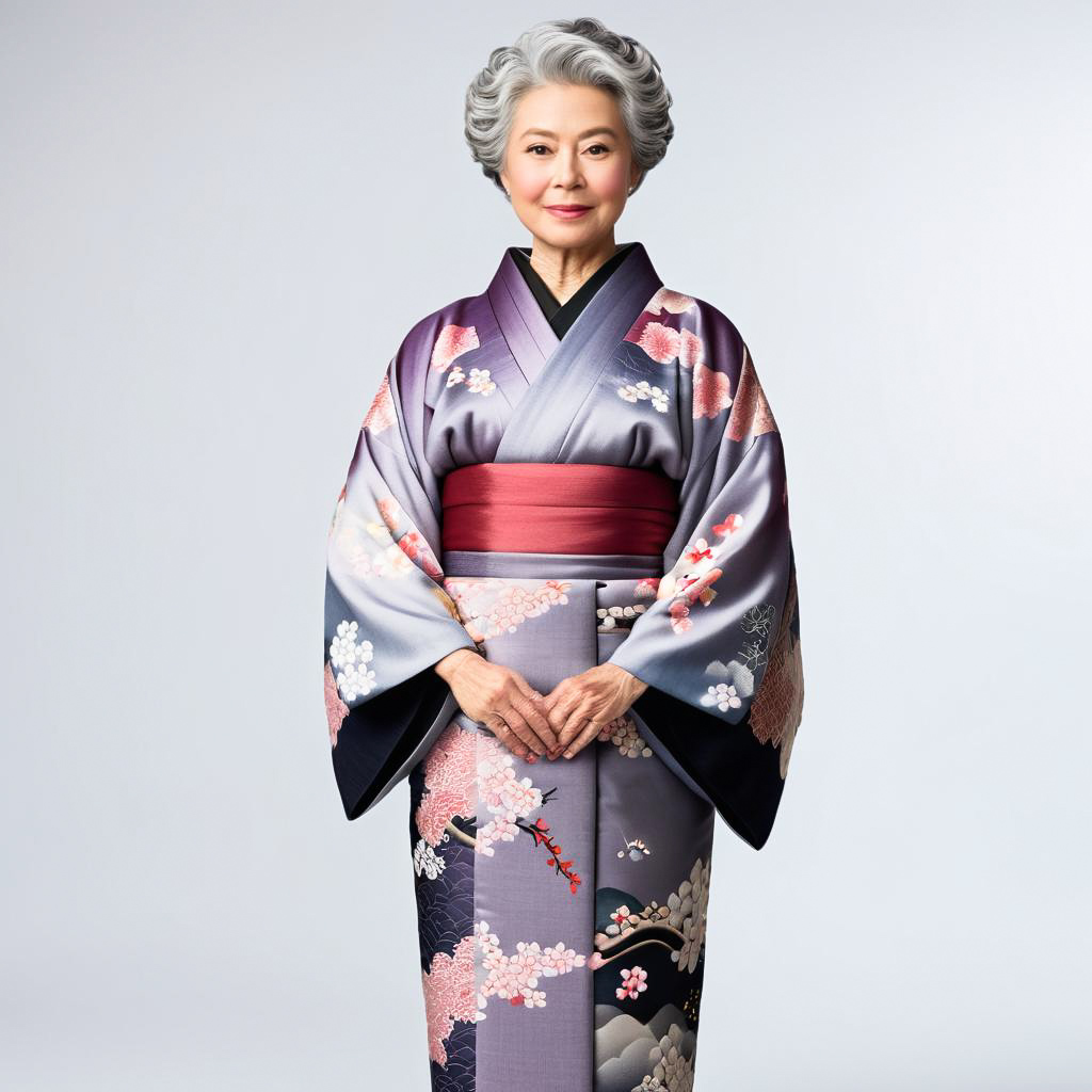 Elegant Elderly Woman in Kimono