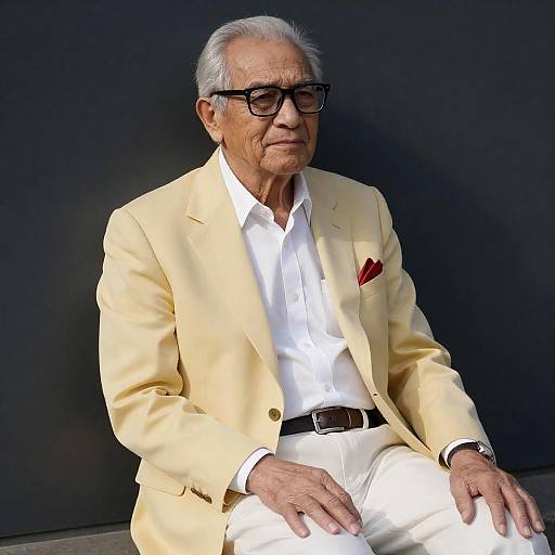 Stylish Elderly Man in Bright Attire