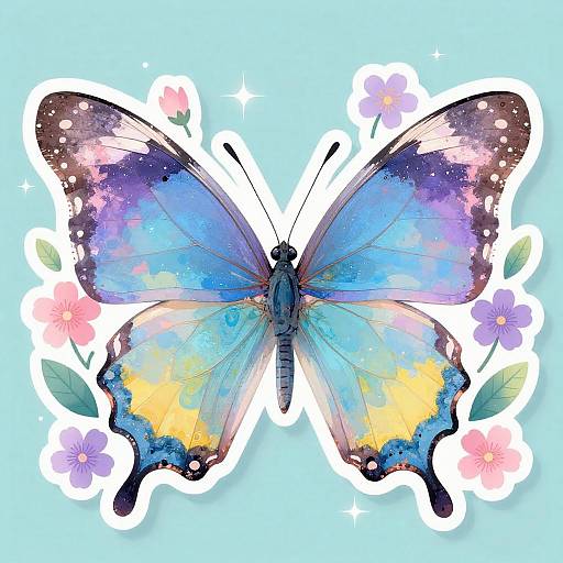 Whimsical Butterfly Sticker Design