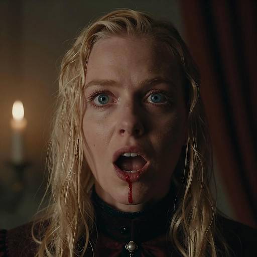 Dramatic Portrait of a Woman with Blood