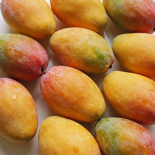 Close-Up of Ripe Colorful Mangoes