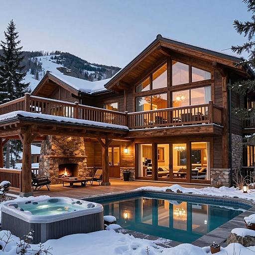 Rustic Mountain Lodge at Twilight