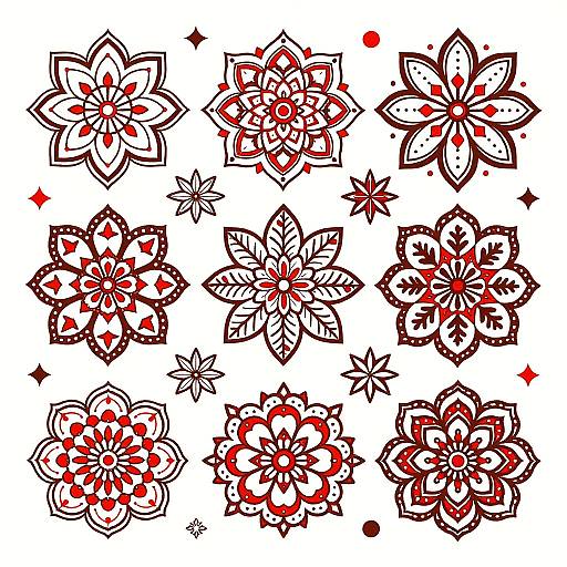 Intricate Brown and Red Paisley Patterns