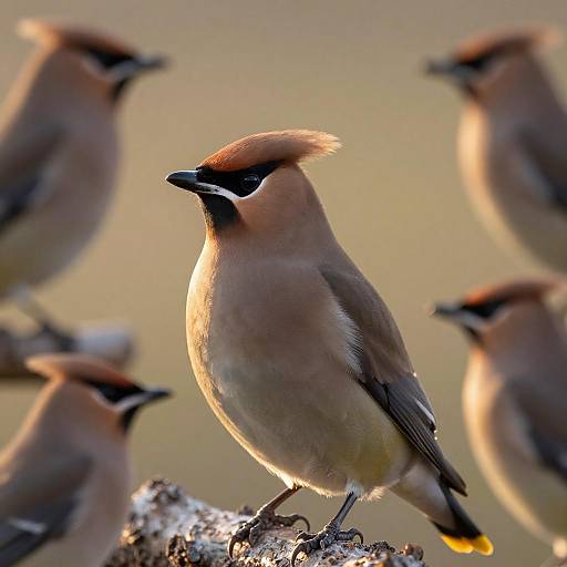 Golden Morning Cedar Waxwing Close-Up