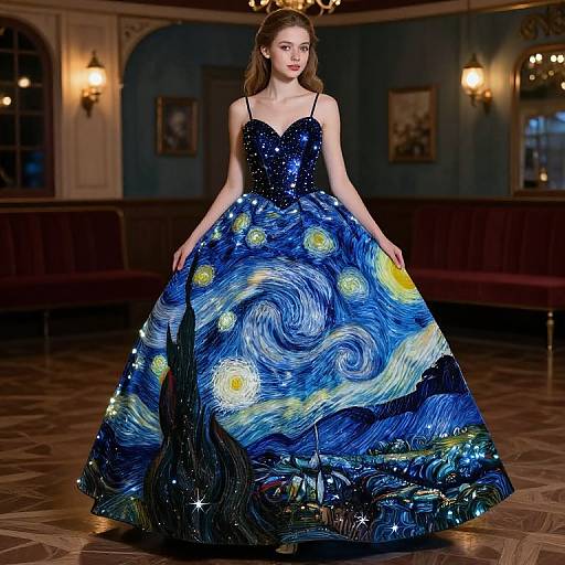 Glamorous Teen in Starry Night Dress