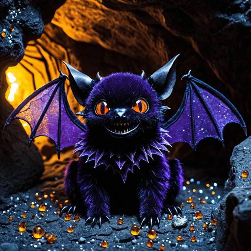Cute Evil Purple Halenweb Bat in Crystal Cave