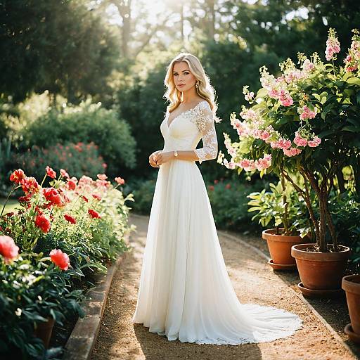 Romantic Wedding Scene in Lush Garden