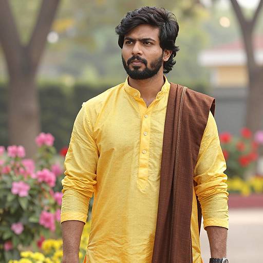 Groom in Bright Yellow Kurta Portrait